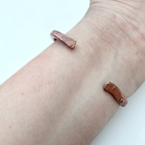 Heavy Gauge Solid Copper Cuff Bracelet Rustic Boho - Picture 8 of 8